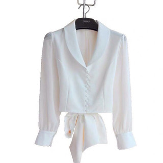 Áo sơ mi cột nơ siêu hot hai màu đen trắng 1y, Áo Sơ mi kiểu croptop phối nơ buộc hàng đẹp