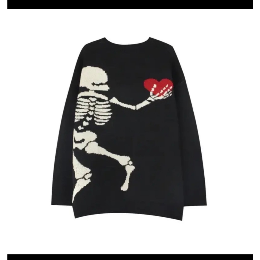 Áo Len Nam Nữ Skeleton Heart Xương Người Chất Len Cực Dày Dặn-Áo Len Xương Hàng Quảng Châu Cực SỊn