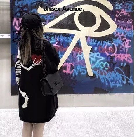 Áo Len Nam Nữ Skeleton Heart Xương Người Chất Len Cực Dày Dặn-Áo Len Xương Hàng Quảng Châu Cực SỊn