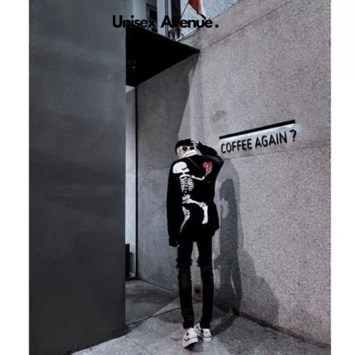 Áo Len Nam Nữ Skeleton Heart Xương Người Chất Len Cực Dày Dặn-Áo Len Xương Hàng Quảng Châu Cực SỊn