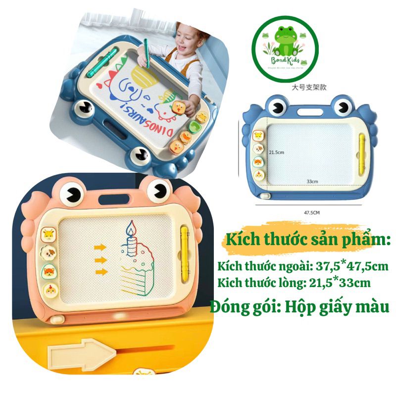 Bảng từ tính thông minh cho bé tự xoá, loại to có 2 chân nghiêng bàn, dùng vẽ, viết chữ cho bé-Bondkids