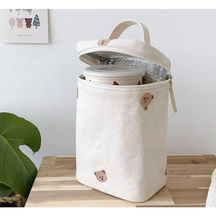 Túi giữ nhiệt bỉm sửa họa tiết thêu đựng đồ cho mẹ, túi bỉm sữa đa năng phong cách Hàn Quốc