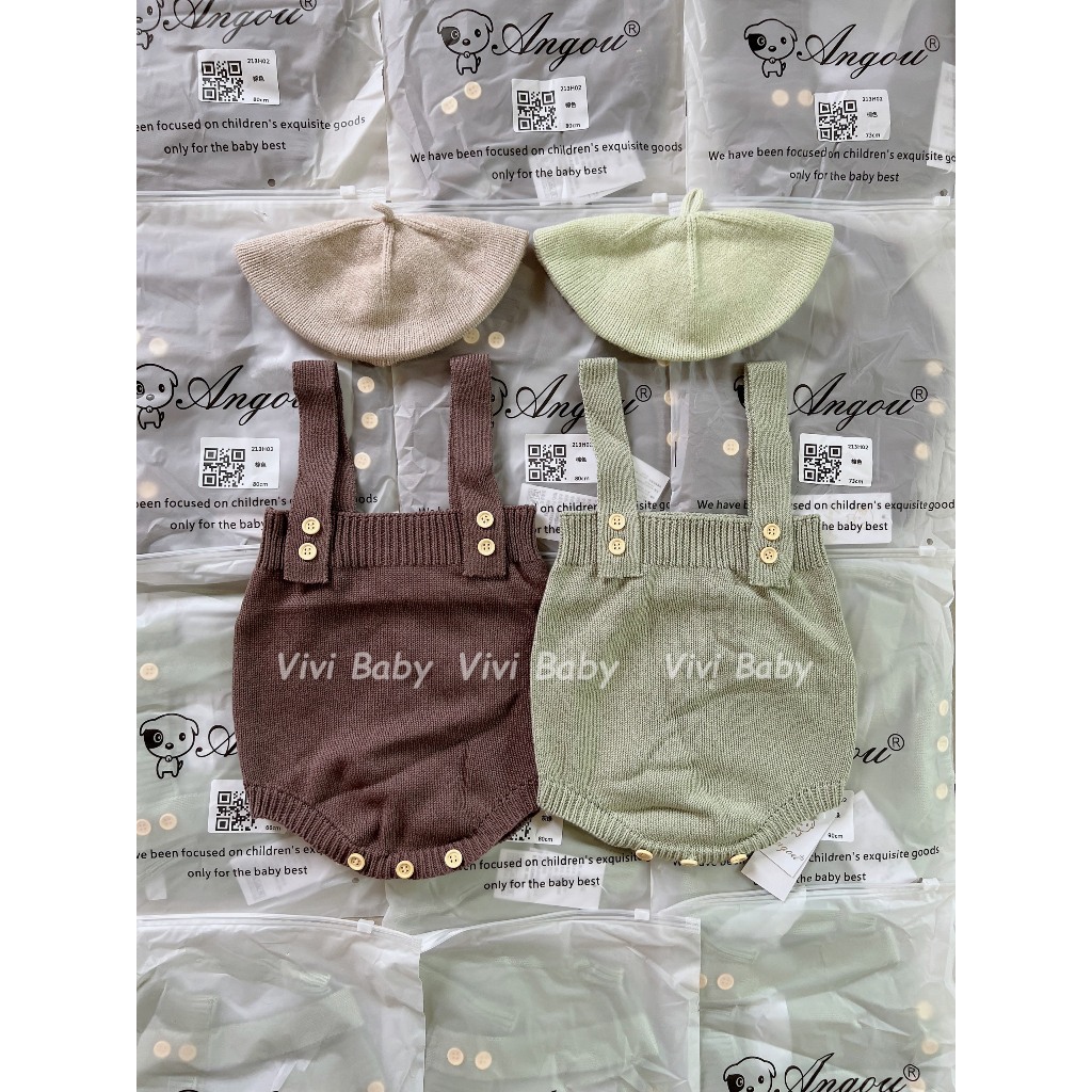 Yếm len màu trơn basic mùa thu đông phong cách Hàn Quốc cho bé trai bé gái Vivi Baby