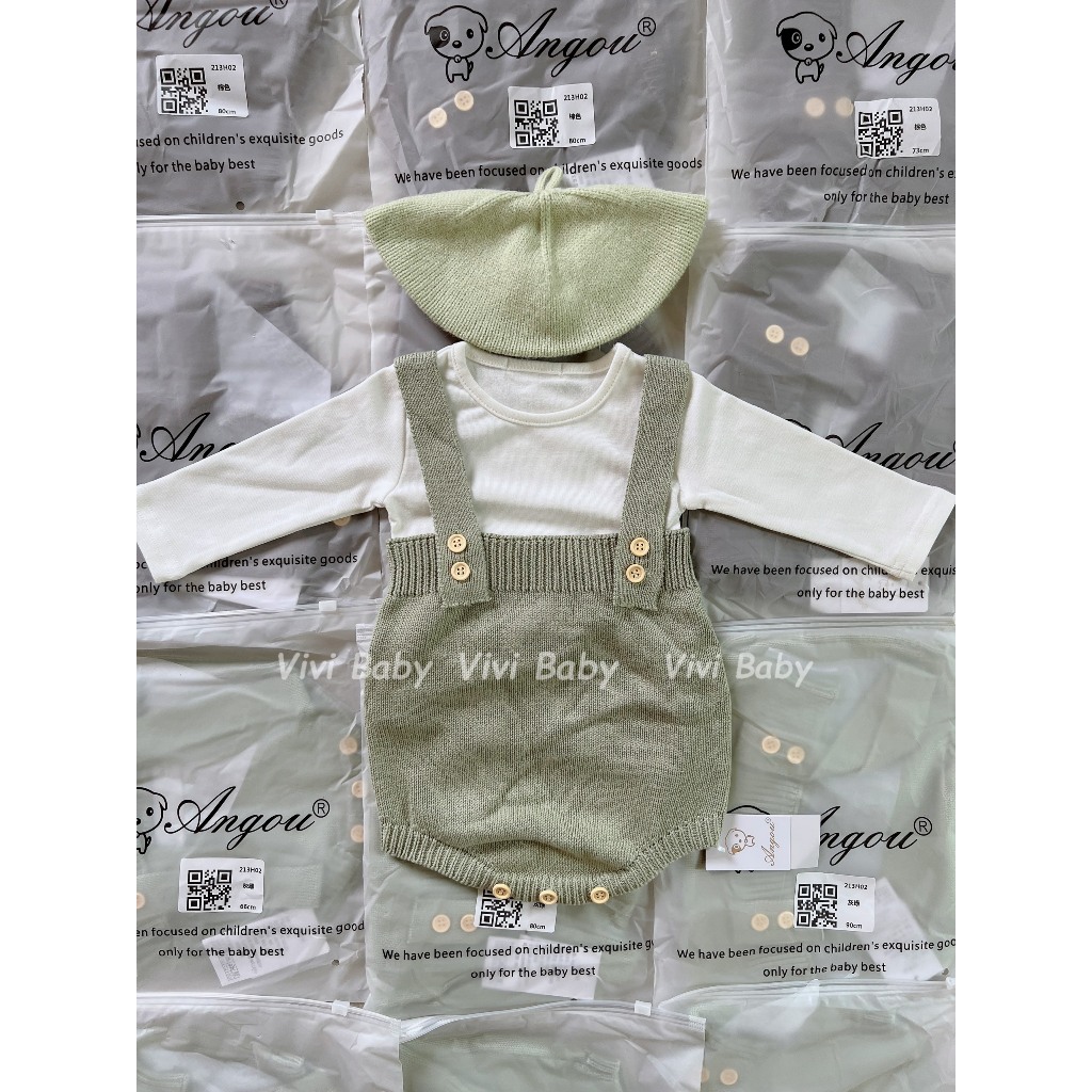 Yếm len màu trơn basic mùa thu đông phong cách Hàn Quốc cho bé trai bé gái Vivi Baby