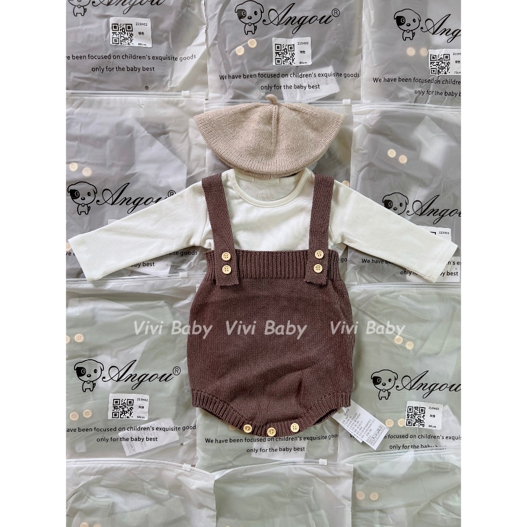 Yếm len màu trơn basic mùa thu đông phong cách Hàn Quốc cho bé trai bé gái Vivi Baby