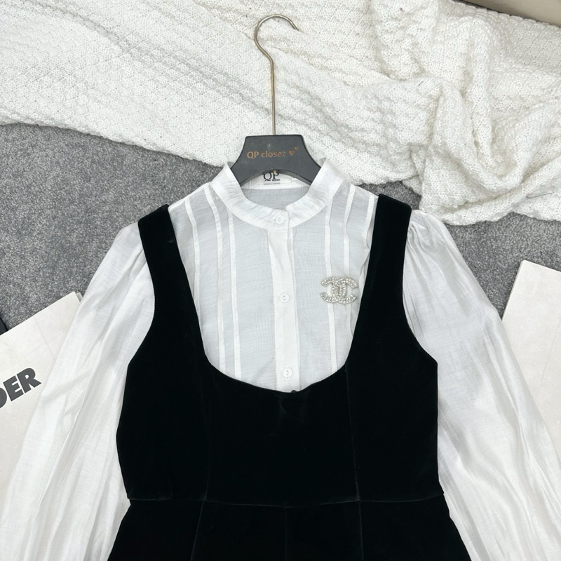 Set Áo sơ mi mix quần yếm Cha.Nel