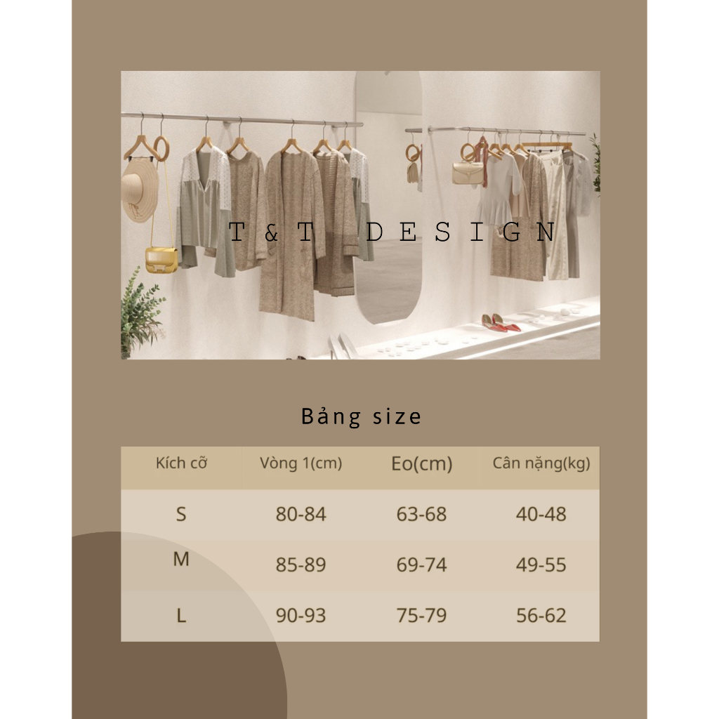 Váy thun body cổ U tròn dáng xoè màu nâu siêu tôn da