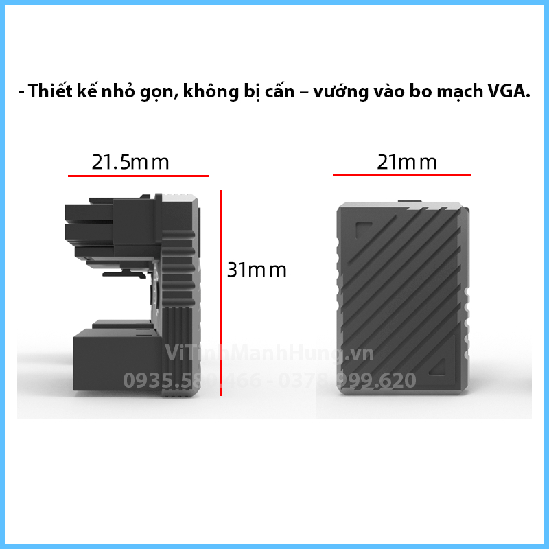 Đầu đảo góc 180 độ ULMOD cho VGA RTX 4090 / 4080 / 4070, 12 + 4 pin 12VHPWR.