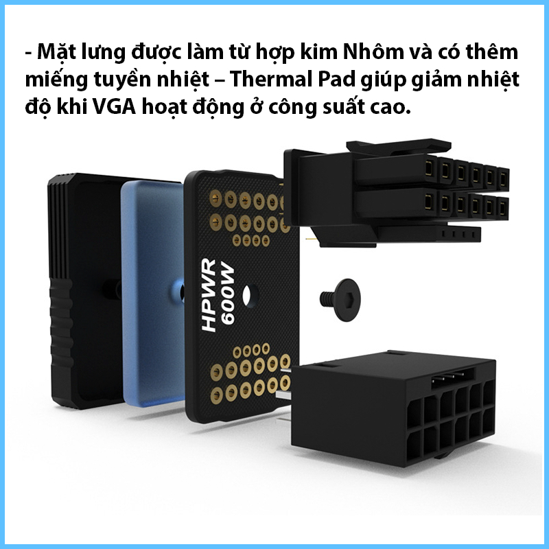 Đầu đảo góc 180 độ ULMOD cho VGA RTX 4090 / 4080 / 4070, 12 + 4 pin 12VHPWR.