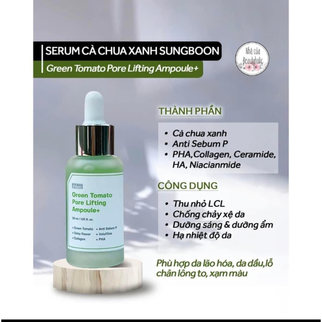 Tinh chất cà chua xanh se lỗ chân lông Sungboon Editor Green Tomato Pore Lifting Ampoule+