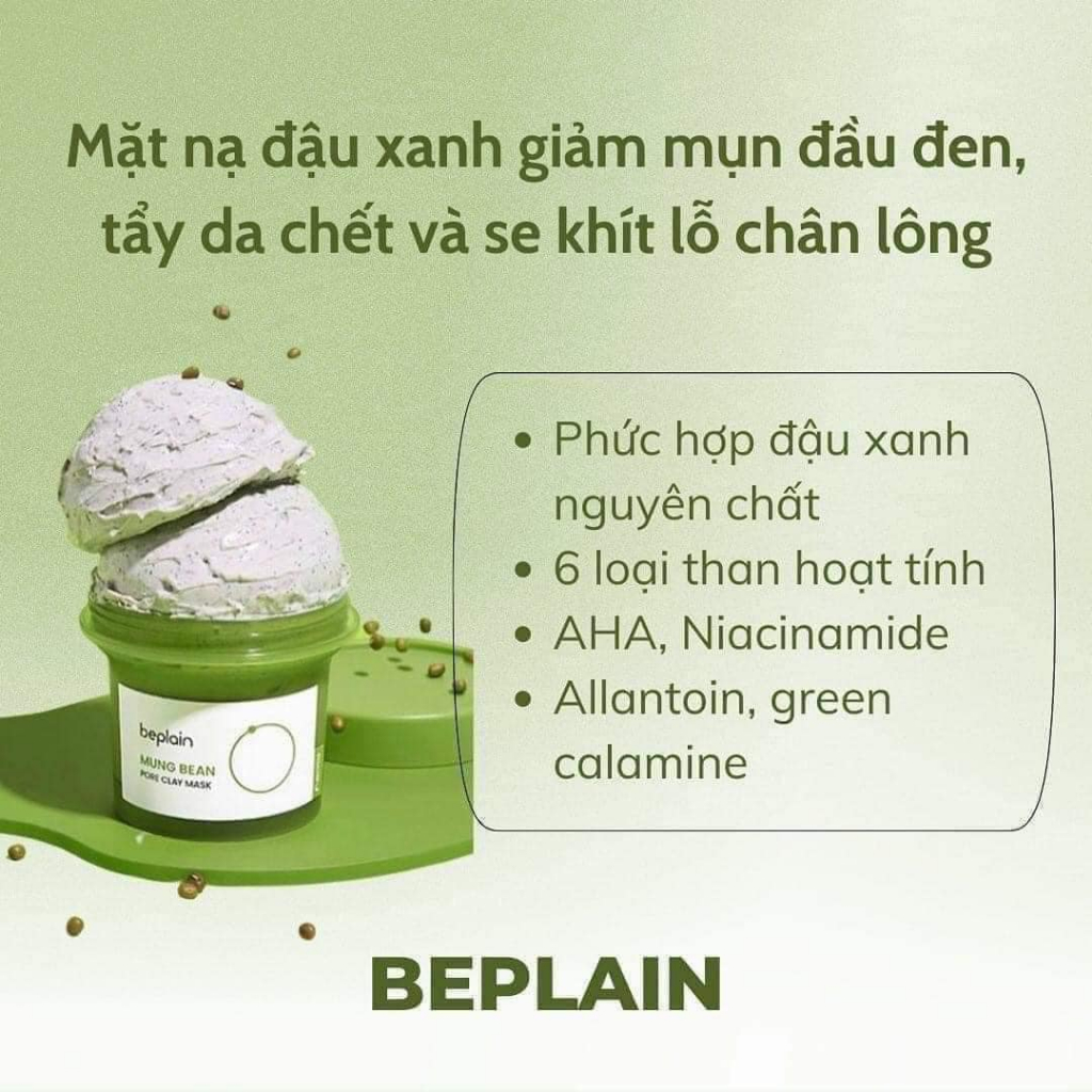 Mặt nạ Đậu xanh đất sét Beplain Mung Bean Pore Clay Mask