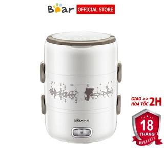 Hộp cơm cắm điện giữ nhiệt Bear 3 khay Inox 2L, hâm nóng và tự nấu chín thức ăn – Hàng chính hãng