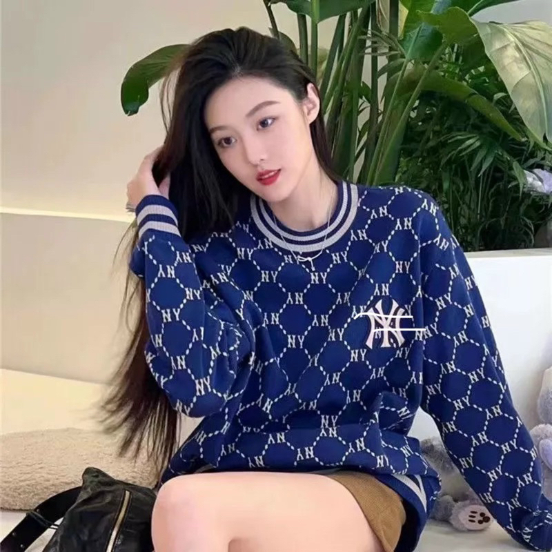 ❤❀  ❤ Mlb Áo Sweater Tay Dài Cổ Tròn Thêu Họa Tiết Thời Trang Cho Nam Nữ