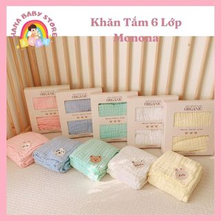Khăn tắm xô màu 6 lớp monona cho bé - khăn sữa xô màu 6 lớp cho bé