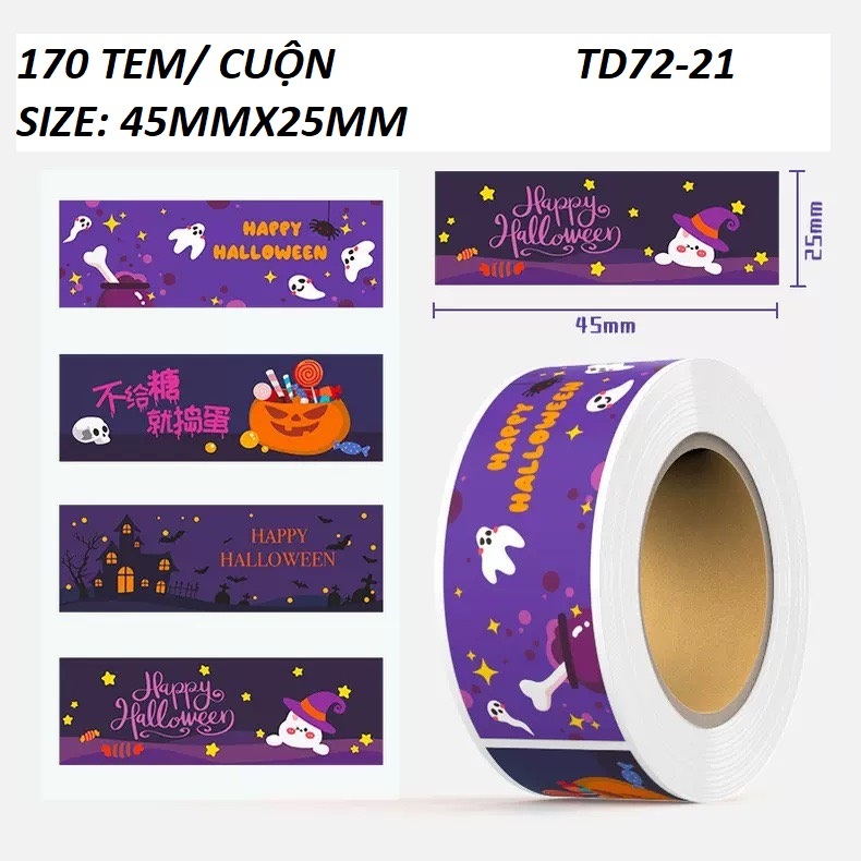 TEM_Tem dán NOEL, Thank you _2.5X7.5cm, cuộn=120 tem_STICKER NIÊM PHONG HỘP GIẤY