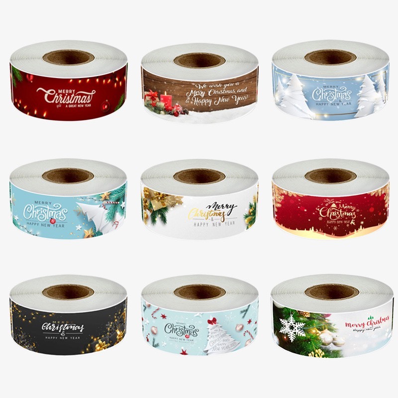 TEM_Tem dán NOEL, Thank you _2.5X7.5cm, cuộn=120 tem_STICKER NIÊM PHONG HỘP GIẤY