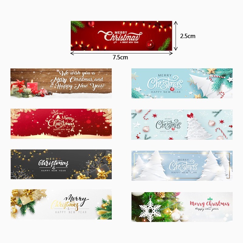 TEM_Tem dán NOEL, Thank you _2.5X7.5cm, cuộn=120 tem_STICKER NIÊM PHONG HỘP GIẤY