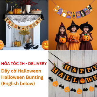 Bộ Dây Cờ Trang Trí Halloween Hình Ma Màu Trắng Halloween Bunting BBHL10