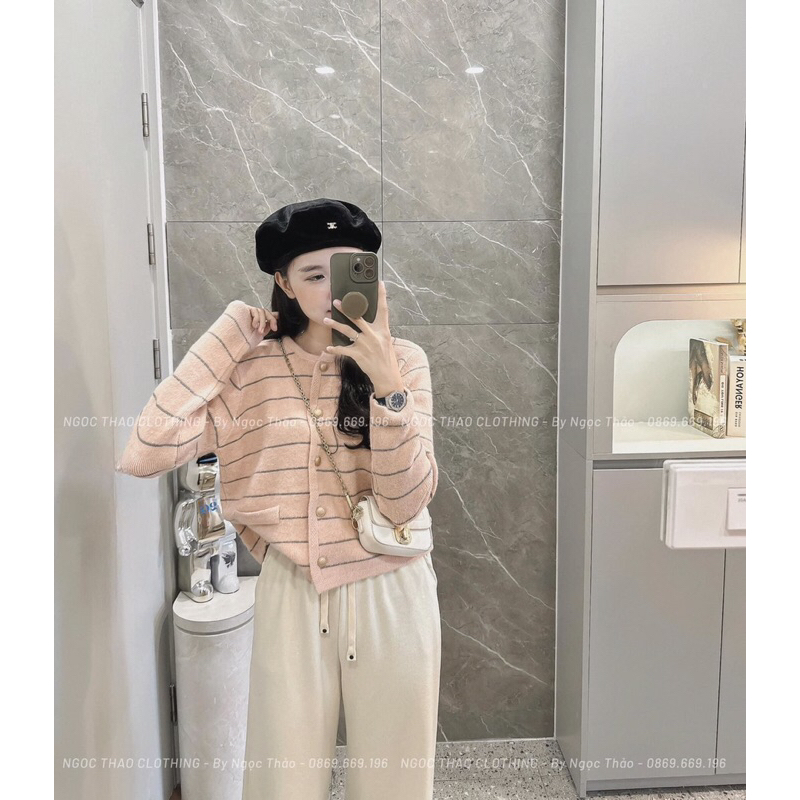 Áo cardigan kẻ lông thỏ 3 màu freesize - 23september