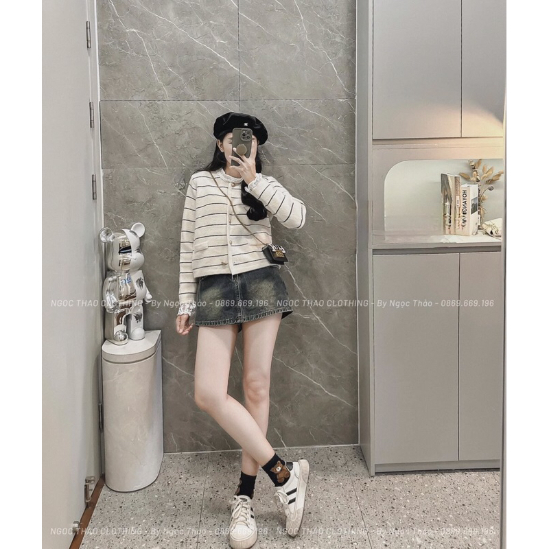 Áo cardigan kẻ lông thỏ 3 màu freesize - 23september