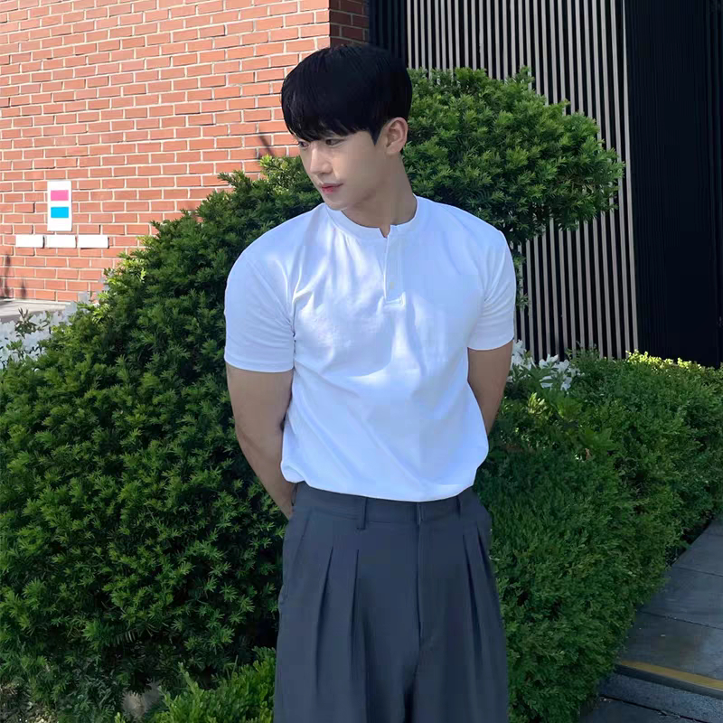 Áo Polo nam cổ tàu áo thun cổ tàu nam kiểu dáng ôm nhẹ vải cotton mềm co giãn