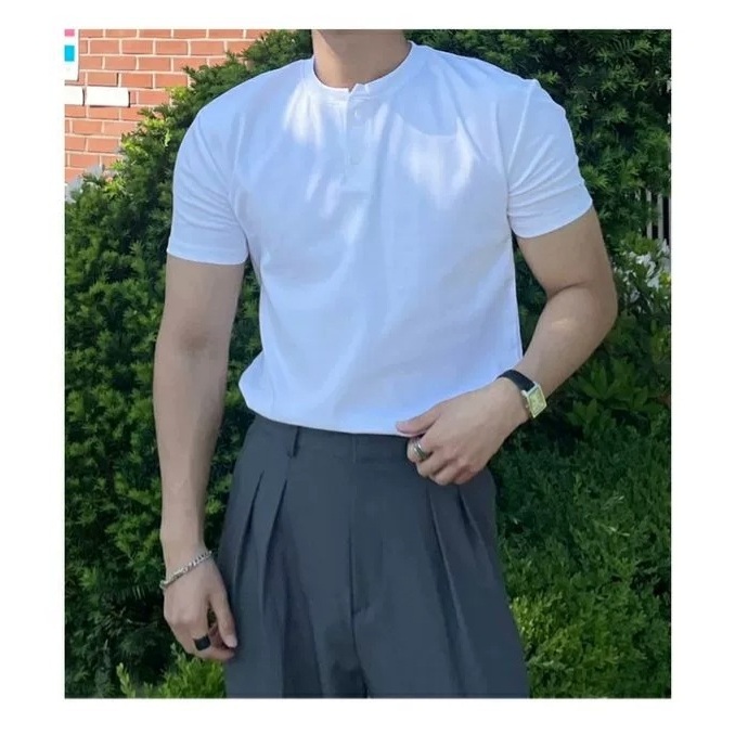 Áo Polo nam cổ tàu áo thun cổ tàu nam kiểu dáng ôm nhẹ vải cotton mềm co giãn