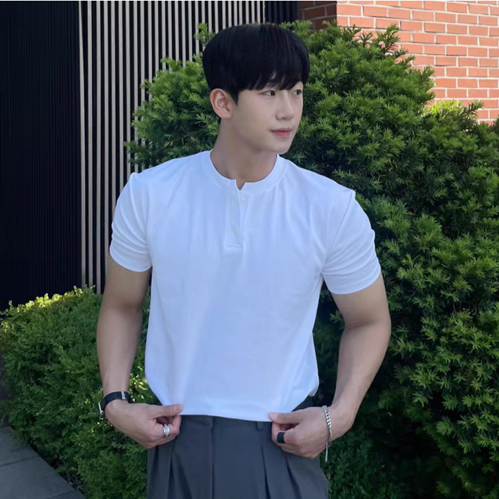 Áo Polo nam cổ tàu áo thun cổ tàu nam kiểu dáng ôm nhẹ vải cotton mềm co giãn