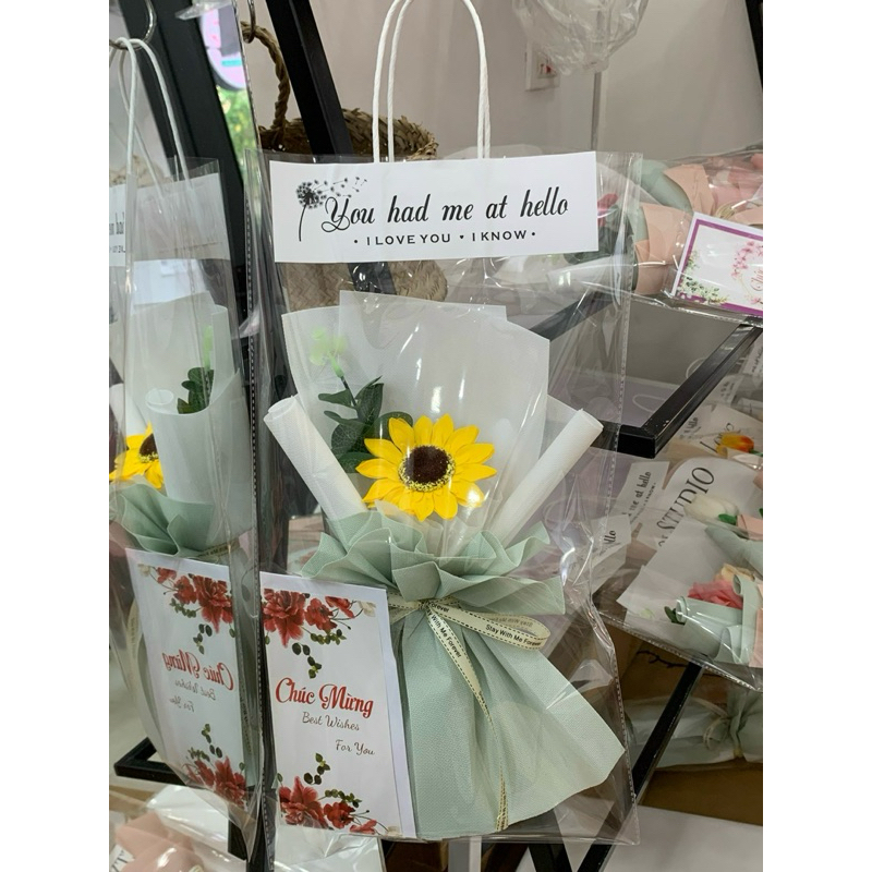 Túi đựng hoa size M đựng 1-3 bông hàng dày 4 mic