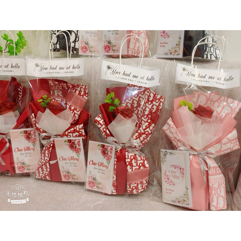 Túi đựng hoa size M đựng 1-3 bông hàng dày 4 mic