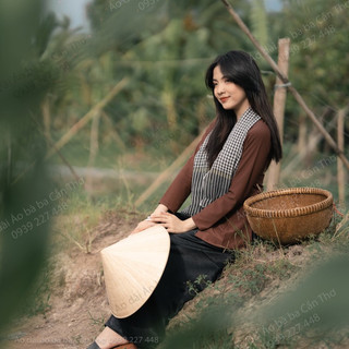 BIGSIZE bà ba lụa nâu - Có bộ bà ba Bigsize- may sỉ bà ba toàn quốc - May bộ bà ba theo yêu cầu