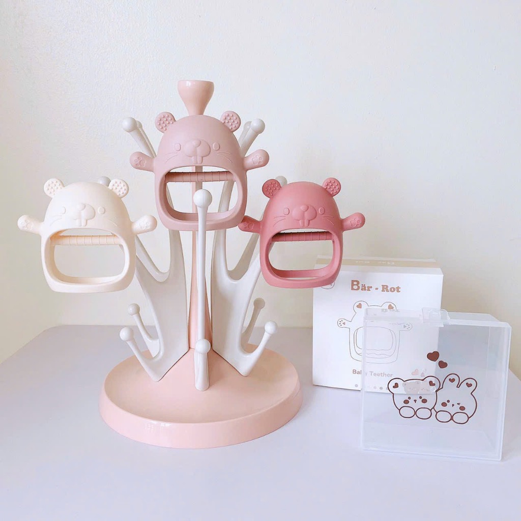 Gặm Nướu Silicon Cho Bé Moyuum,  Baby Rattle, Donut. Bộ Đồ Chơi Xúc Xắc, Lục Lạc Cho Bé