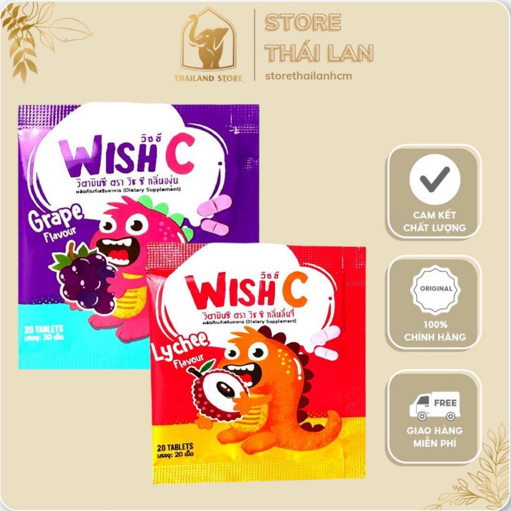 Kẹo ngậm Wish C Vitamin C loại viên 25mg dành cho trẻ em và người thiếu vitamin - Gói 20 viên