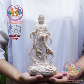 Tôn tượng quán âm bồ tát đá sỏi cao 23cm thờ cúng phong thủy