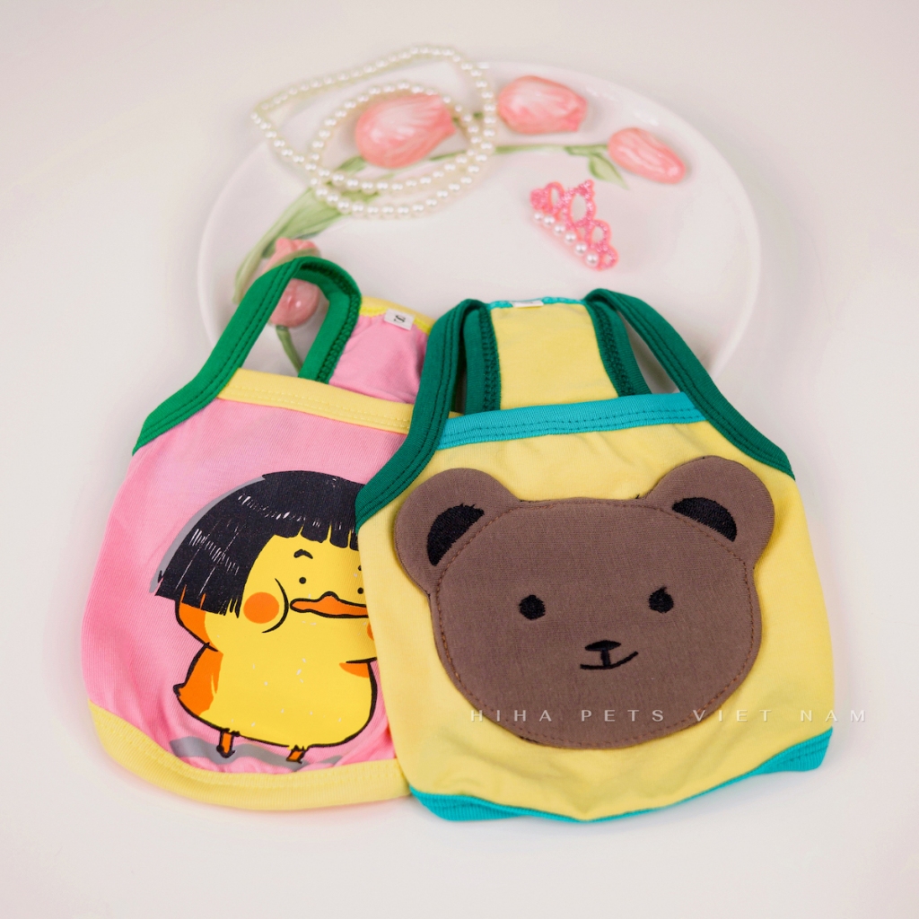 Áo Thun Cotton Dễ Thương Cho Chó Mèo Vải Cotton Mặc Dễ Thương Quần Áo Cho Thú Cưng Cao Cấp Hàn Quốc Hiha Pets.