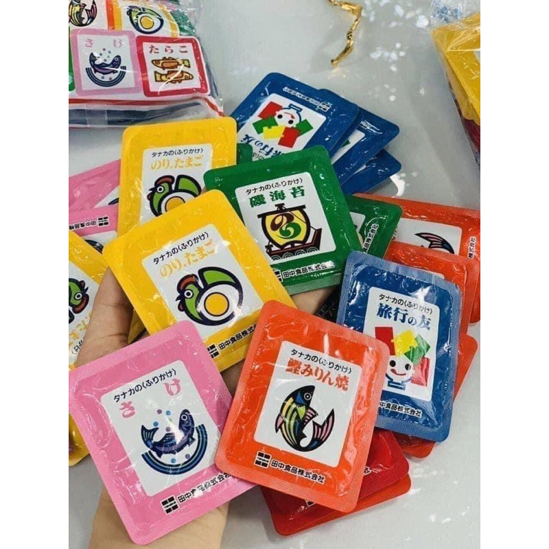 Gia vị rắc cơm Tanaka Food Nhật cho bé ăn dặm từ 9 tháng, full 6 vị CỰC NGON, túi 30 gói