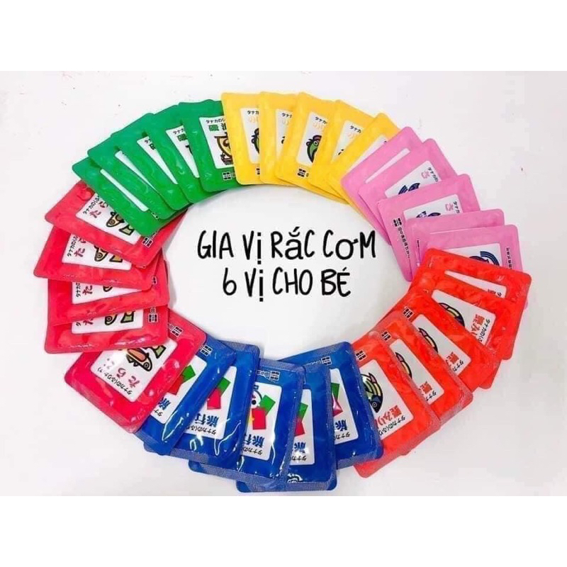 Gia vị rắc cơm Tanaka Food Nhật cho bé ăn dặm từ 9 tháng, full 6 vị CỰC NGON, túi 30 gói