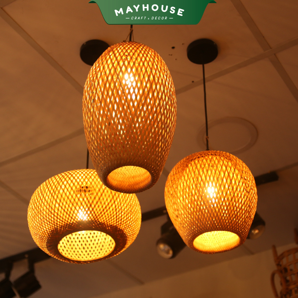 Đèn mây tre trang trí thả trần, decor xưởng MAYHOUSE