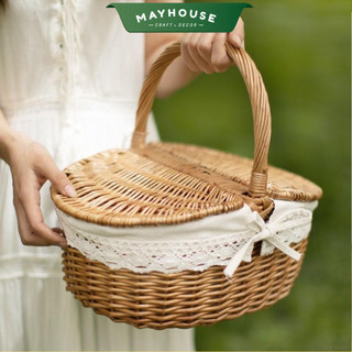 Giỏ mây tre đựng đồ đa năng mayhouse craft&decor, đựng trái cây, phụ kiện chụp ảnh