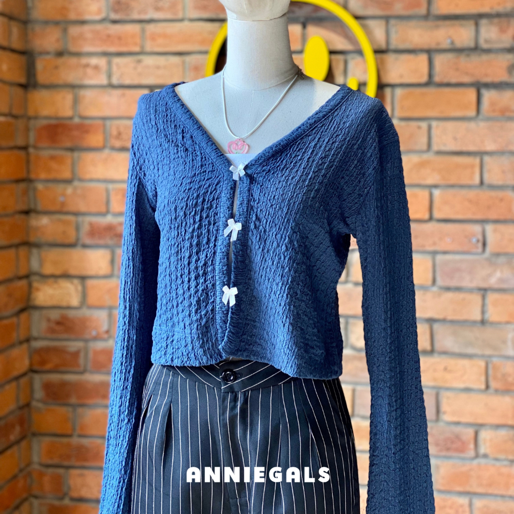 ANNIEGALS - Áo cardigan len kết nơ 3 màu - Ruched Cardigan