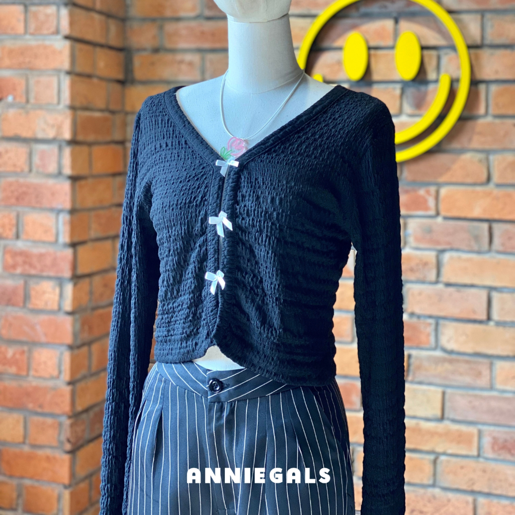 ANNIEGALS - Áo cardigan len kết nơ 3 màu - Ruched Cardigan