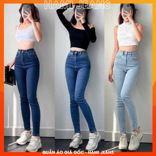 Quần jean nữ lưng cao ôm co giãn quần bò ôm giãn cạp lưng cao