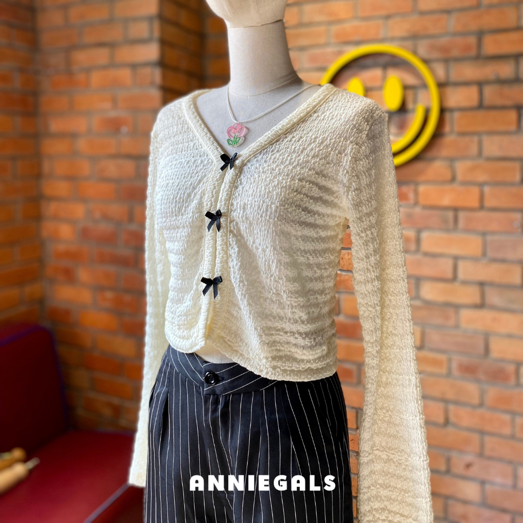 ANNIEGALS - Áo cardigan len kết nơ 3 màu - Ruched Cardigan