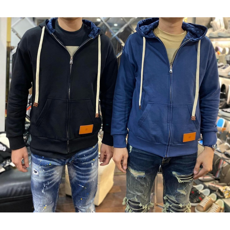 Áo Khoác Nỉ Mũ Hoạ Tiết LV