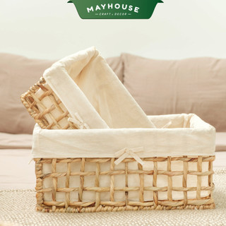 Giỏ mây tre đan bằng sợi lục bình đựng đồ đa năng MAYHOUSE CRAFT&DECOR, đựng quần áo decor nhà cửa, trang trí