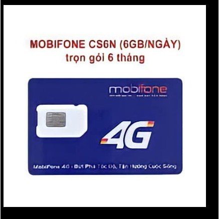 Sim 4G Mobifone CS6N 6GB/Ngày 180GB/tháng - Trọn Gói 6 tháng Không Cần Nạp Tiền