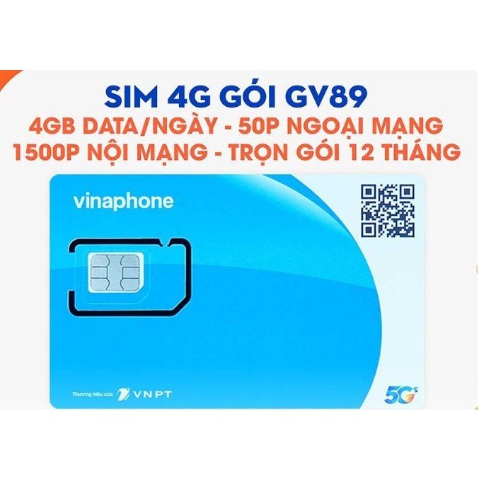 Sim Vinaphone  VD89P trọn gói 14 Tháng : ✔️  Tặng 120GB/tháng chia đều 4GB/ngày ✔️  Miễn phí 1500 phút Vinaphone mỗi thá