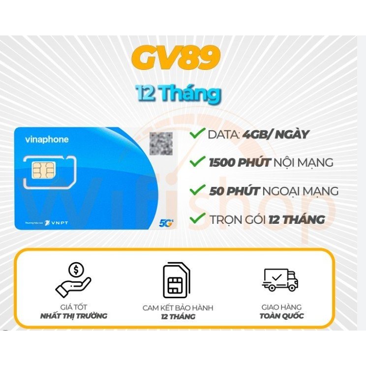 Sim Vinaphone  VD89P trọn gói 14 Tháng : ✔️  Tặng 120GB/tháng chia đều 4GB/ngày ✔️  Miễn phí 1500 phút Vinaphone mỗi thá