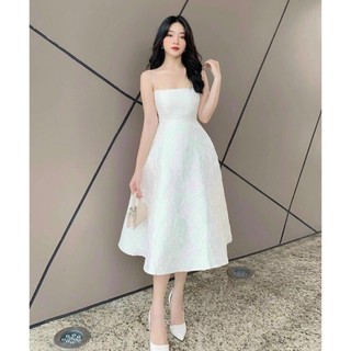 Đầm gấm hoa 2 dây sang chảnh - 105343