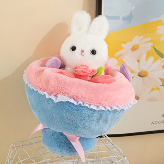 Gấu bông bó hoa chú thỏ đáng yêu 35cm - thú nhồi bông gấu hoa