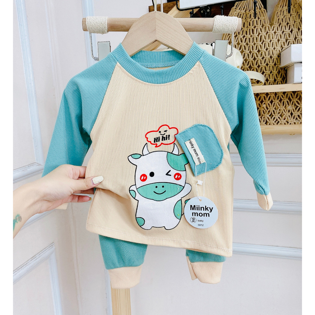 Bộ dài tay cho bé, bộ dài tay cho bé trai, bé gái _ Bộ len tăm xuất Hàn  dài tay co giãn 4 chiều cho bé trai bé gái 7-15